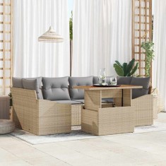 vidaXL Set de canapele pentru grădină 7 pcs Bej Rattan poli 3358527