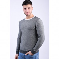 Pulover Selected Bran Blocking Crew Neck Dark Grey Melange Egret foto