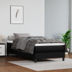vidaXL Pat box spring cu saltea, negru, 100x200 cm, piele ecologică