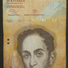 Bancnota exotica 100 BOLIVARES - VENEZUELA, anul 2013 * Cod 460 - circulata