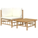 Cumpara ieftin Set mobilier de gradina cu perne alb crem, 2 piese, bambus