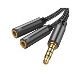Cumpara ieftin Cablu Jack 3.5mm la 2x Jack 3.5mm, 0.2m - JoyRoom (SY-A04) - Black