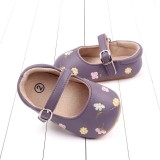 Pantofiori mov cu floricele colorate brodate (Marime Disponibila: 6-12 luni