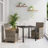 vidaXL Set de masă pentru grădină 3 pcs Gri poliratan 3381093
