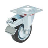 Roata pivotanta industriala 75 mm cu frana, cauciuc plin si placa otel
