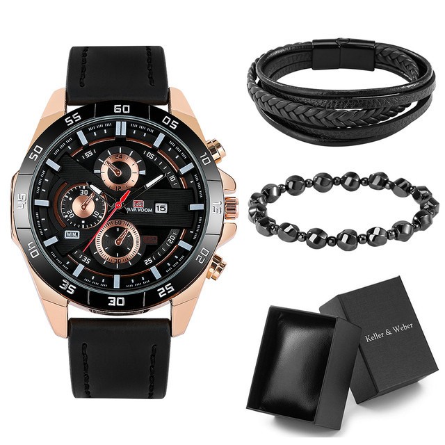 Set cadou cu ceas barbatesc Vavavoom KWD0322 si doua bratari elegante