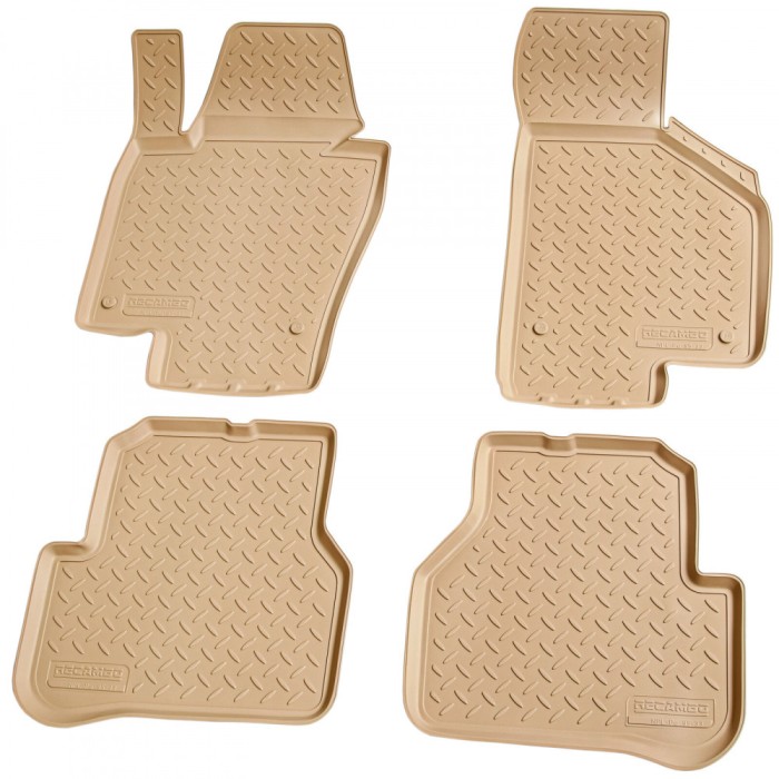 Set de 4 covorase bej cauciuc 3D stil tavita premium pentru VW Passat B6, CC, B7