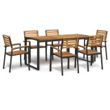 Cumpara ieftin Set mobilier de grădină, 7 piese, lemn masiv de acacia și metal