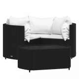 Cumpara ieftin Set mobilier relaxare gradina 4 piese cu perne poliratan negru