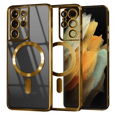 Husa MagSafe pentru Samsung Galaxy S21 Ultra 5G G998, Techsuit, Luxury Crystal, Aurie foto