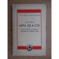 Eugen Herovanu - Despre arta de a citi (1940, prima editie)