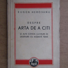 Eugen Herovanu - Despre arta de a citi (1940, prima editie)
