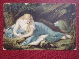 Pictura de P. Battoni - Femeia penitenta Magdalena, vedere litho Stengel