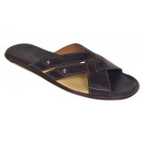 Papuci barbati din piele naturala maro bufu Marimea 44 BRD312MI