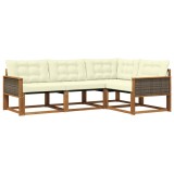 vidaXL Set de canapele de exterior cu pernă 4 pcs Natural și Crem 3381386