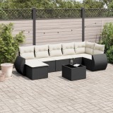 VidaXL Set canapele de grădină cu perne, 7 piese, negru, poliratan 3254033