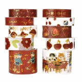 Set 10 role de banda Washi Lychii, hartie, alb/maro, 2 m