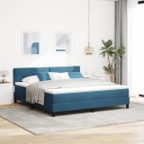 vidaXL Pat box spring cu saltea, albastru &icirc;nchis, super king, catifea