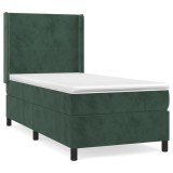Cumpara ieftin Pat box spring cu saltea, verde inchis, 80x200 cm, catifea