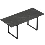 HOMCOM Masă extensibilă 140-180 cm pentru 6-8 persoane, dreptunghiulară &icirc;n design industrial cu cadru din oțel, Negru | Aosom Romania