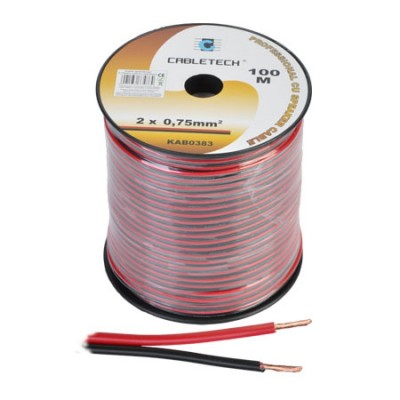 Cablu difuzor Cabletech, 0.75 mm, rola 100 m, negru/rosu foto