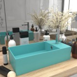 VidaXL Chiuvetă de baie cu preaplin, verde deschis, ceramică