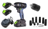 Pistol cheie cu impact 750Nm masina insurubat 2 baterii 21V 3Ah adaptor filetare chei tubulare acumulator (KD3408)