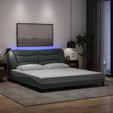 VidaXL Cadru de pat cu LED fără saltea Gri deschis 180x200 cm Material