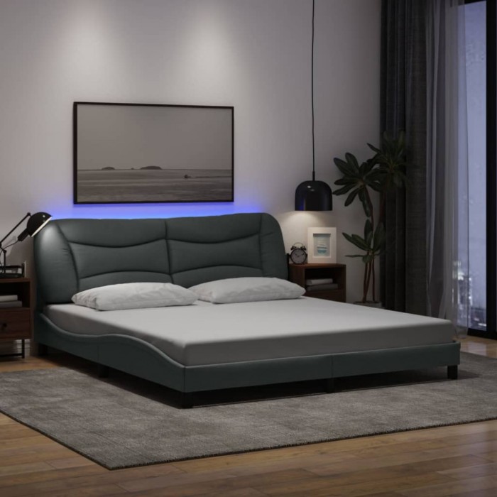 vidaXL Cadru de pat cu LED fără saltea Gri deschis 180x200 cm Material 3213718