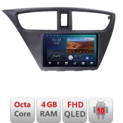 Navigatie Honda Civic 2012-2016 B-CIVIC Android Ecran QLED octa core 4+64 carplay android auto KIT-civic+EDT-E309V3+ctsho006.2+ctmultilead.2+cab- CarS foto