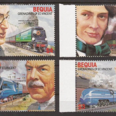 ST. VINCENT(BEQUIA) 1986 TRANSPORT TRENURI( serie dantelata) MNH