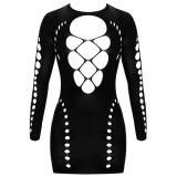 Rochite - Cottelli Fantasy Rochie Mini Mulata cu Maneci Lungi cu Numeroase Decupaje marime Small-Large