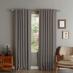Draperie din catifea cu rejansa transparenta cu ate pentru galerie, Madison, 150x210 cm, densitate 700 g/ml, Lead, 1 buc