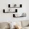 Gossi rafturi de perete, 3 buc., negru, 80x18x18 cm, lemn prelucrat
