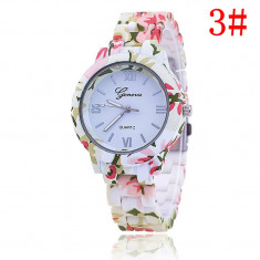 Ceas Casual Elegant Dama GENEVA Model Floral Superb 7 Nuante DESIGN FLORAL foto