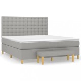 Cumpara ieftin Pat continental, gri deschis, 180x200 cm, material textil