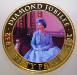 5.453 GUERNSEY ELIZABETH II DIAMOND JUBILEE 50 PENCE 2011 PROOF COLOR