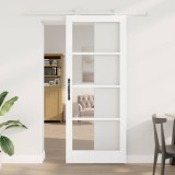 Ușa glisantă cu set de hardware &#039;ORKDAL&#039;Alb din lemn solid și sticlă