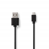 Cablu USB 2.0 A tata - micro USB, 2m, negru, Nedis