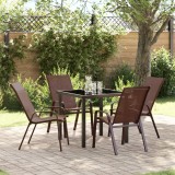 Set de mese pentru grădină vidaXL 5 piese din Răchită sintetică și oțel, Masă de grădină vidaXL Neagră 80x80x73 cm Sticlă rezistentă