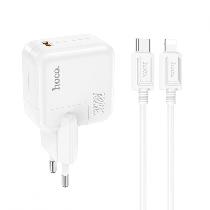 Set Incarcator Retea USB-C, PD 30W. + Cablu date si incarcare pentru iPhone, USB-C la Lightning, 1m, QC3.0,