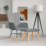 Cumpara ieftin Scaun balansoar cu taburet, gri deschis, textil