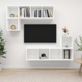 vidaXL Set de dulapuri TV, 4 piese, alb, PAL