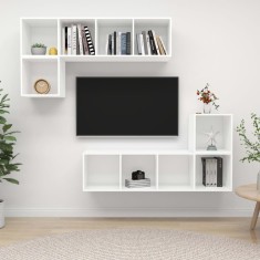 vidaXL Set de dulapuri TV, 4 piese, alb, lemn prelucrat