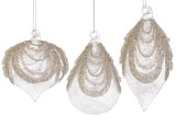 Cumpara ieftin Set 12 globuri brad Craciun sticla transparenta sclipici auriu Locket 7,1x7,1x10,5h; 8x8x9,1h; 6,8x6,8x13h