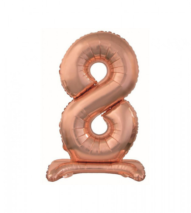 Balon folie stativ sub forma de cifra, roz auriu 74 cm-Tip Cifra 8