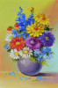 Tablou canvas Flori, margarete, multicolor, pictura, buchet, 45 x 30 cm