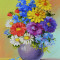 Tablou canvas Flori, margarete, multicolor, pictura, buchet, 105 x 70 cm