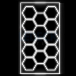 Lumină LED Hexagonală &ndash; 14 Module 484x243CM - Garaj, Dormitor, Cameră Gaming,