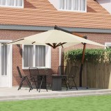 VidaXL Umbrelă consolă de grădină st&acirc;lp din lemn, nisipiu, 400x300 cm 318429